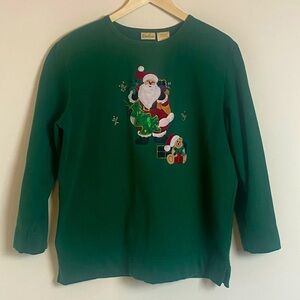 Vintage Women’s Bobbie Brooks Christmas Santa Sweatshirt Large Crewneck Holiday